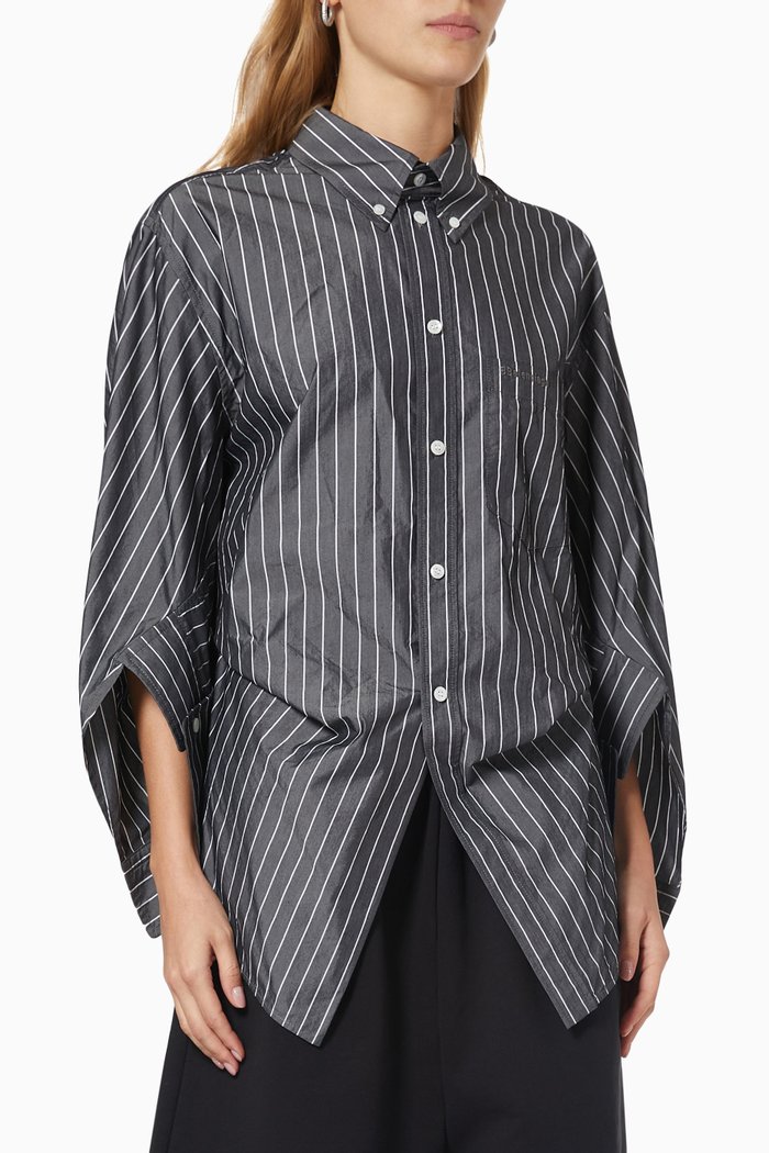 

BB Corp Swing Twisted Shirt in Stripe Poplin, Black