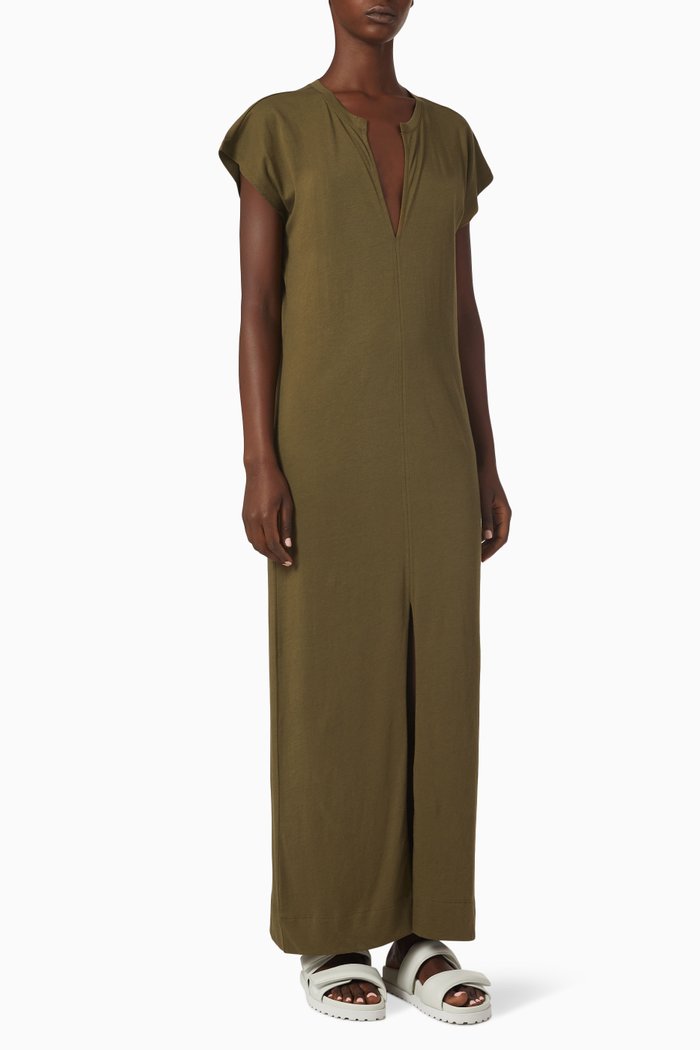 

Le Slit Muscle Dress in Organic Cotton, Brown
