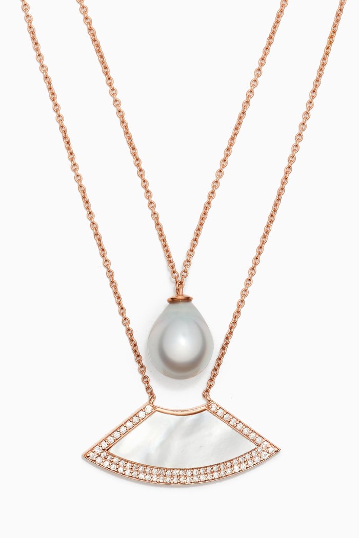 

Muse Pearl & Diamond Necklace in 18kt Rose Gold
