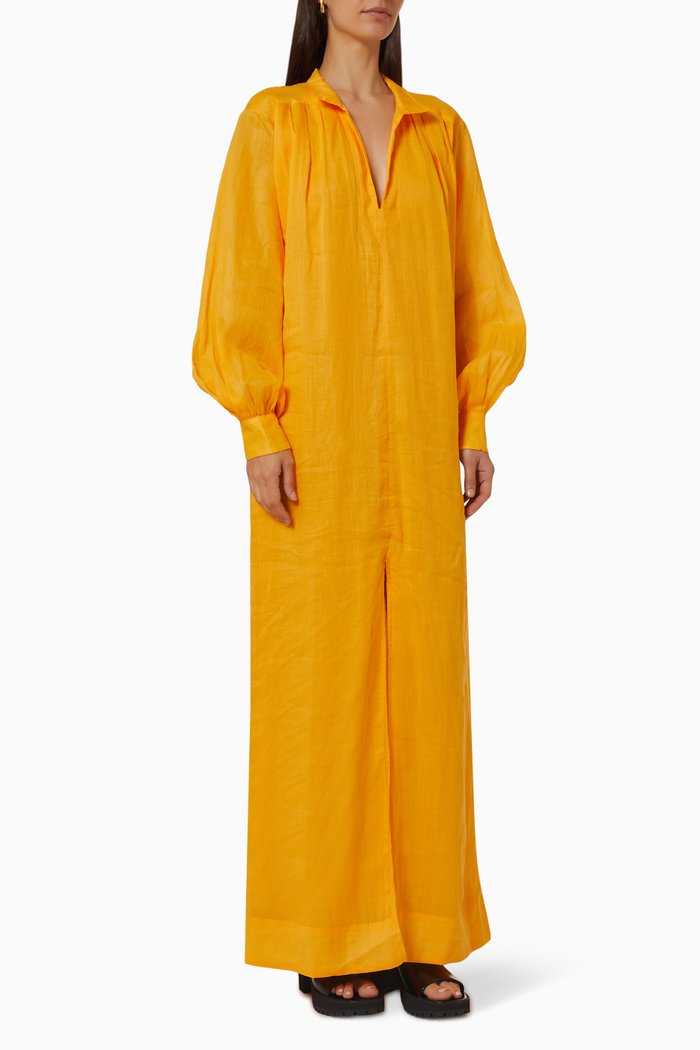 

Kaftan Maxi Dress in Ramie, Orange