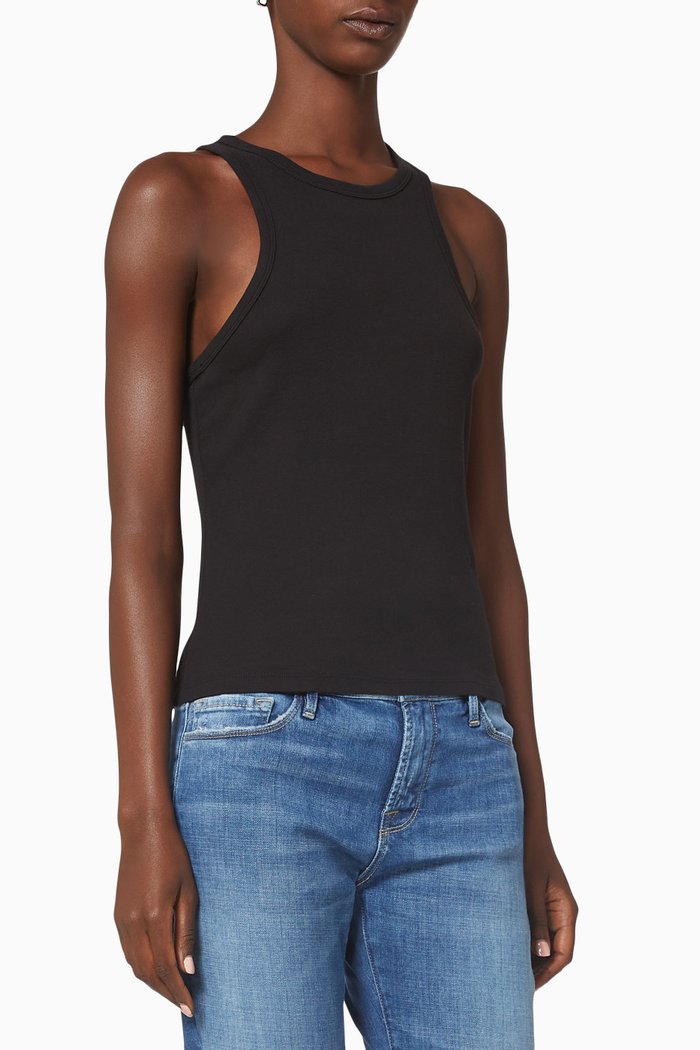 

Ringer Tank Top in Cotton Jersey, Black