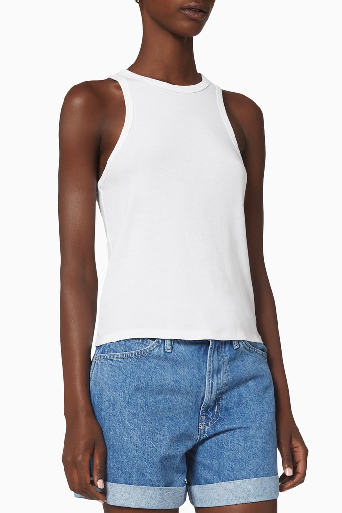 

Ringer Tank Top in Cotton Jersey, White