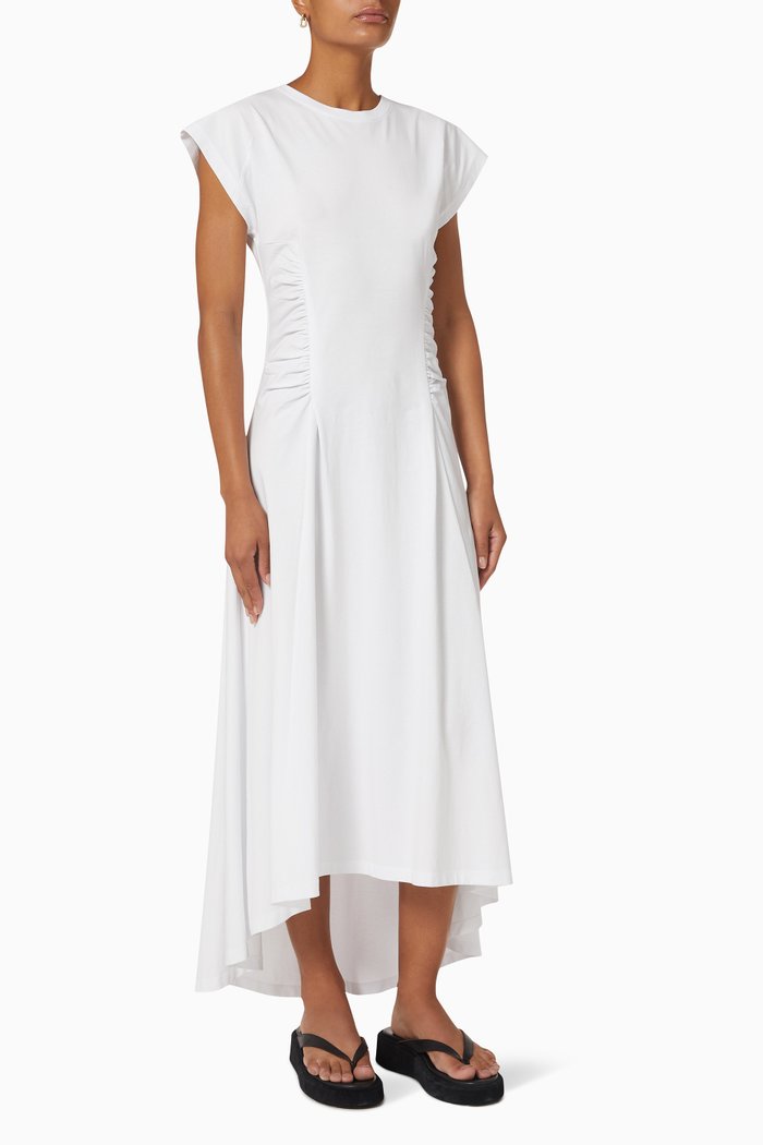 

Cap Sleeve Dress in Cotton Jersey, White