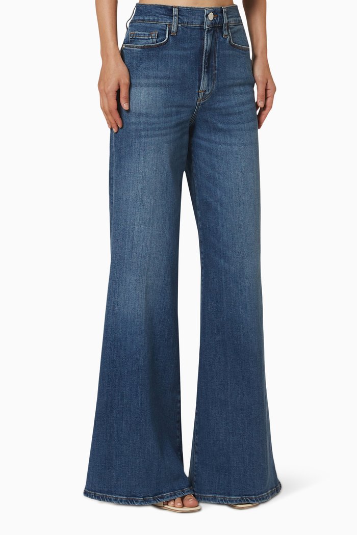 

Le Palazzo Jeans in Stretch Denim, Blue