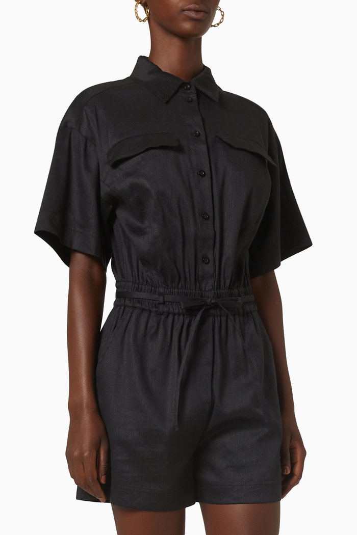 

Patch Pocket Romper, Black