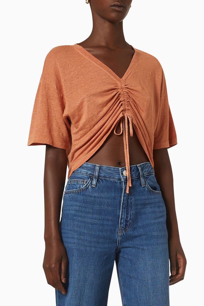 Ruched Crop Top, Orange