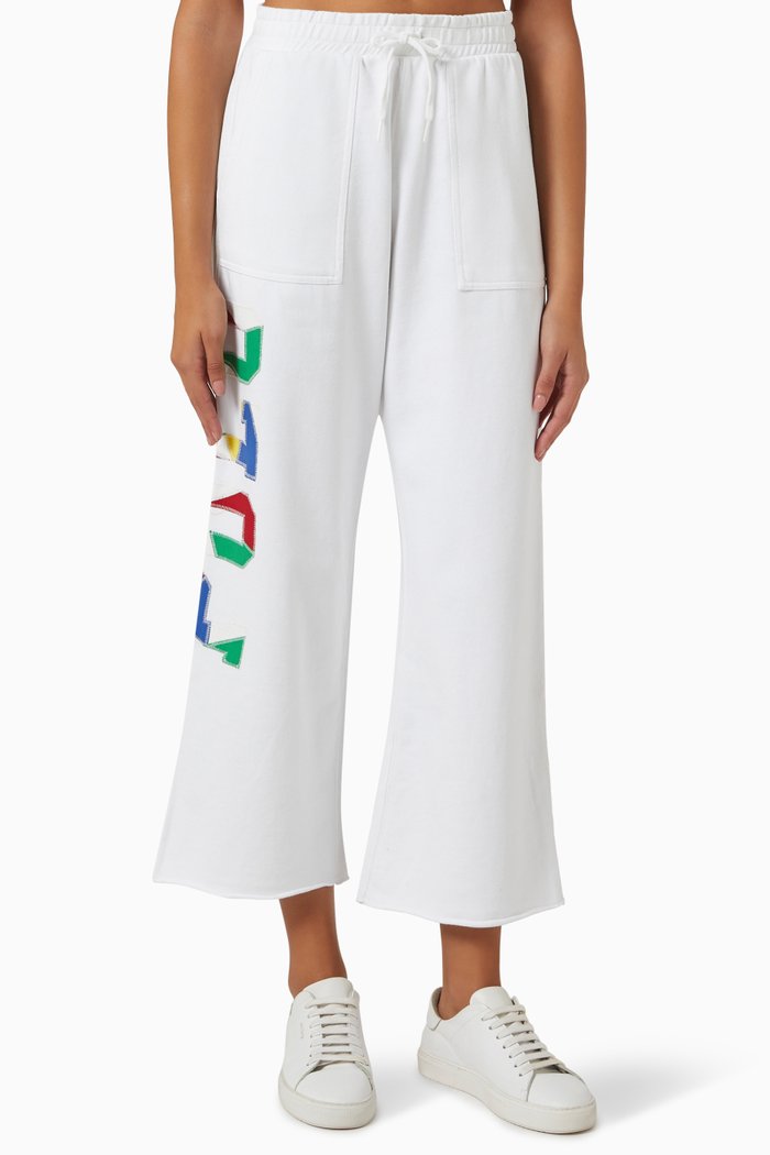 

Quilted Logo Patch Sweatpants in French Terry, White