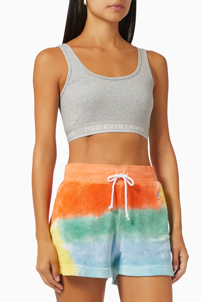 

Repeat Logo Bra in Rib Knit, Grey