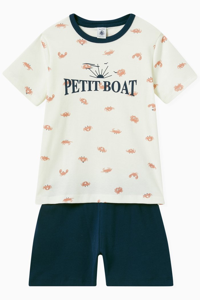 

Crab Print Shorts Pyjamas in Cotton, Blue