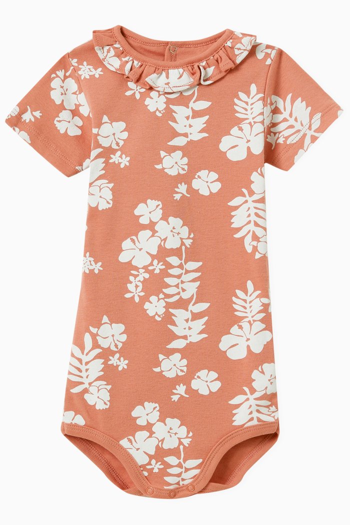 

Hawaii Print Bodysuit in Cotton, Orange