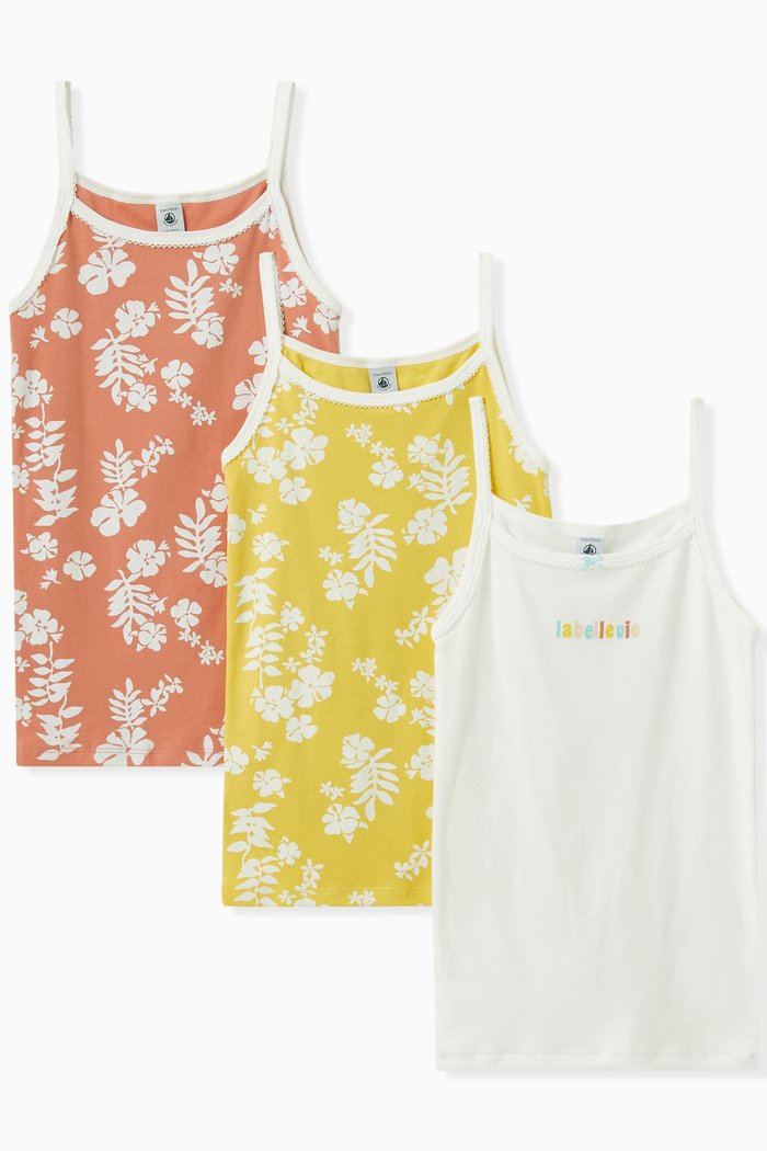 

Hawaiian Print Vest Tops in Cotton, Set of 3, Multicolour