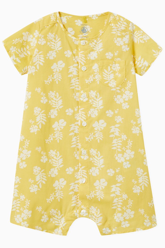 

Hawaii Print Short Playsuit in Cotton, Yellow