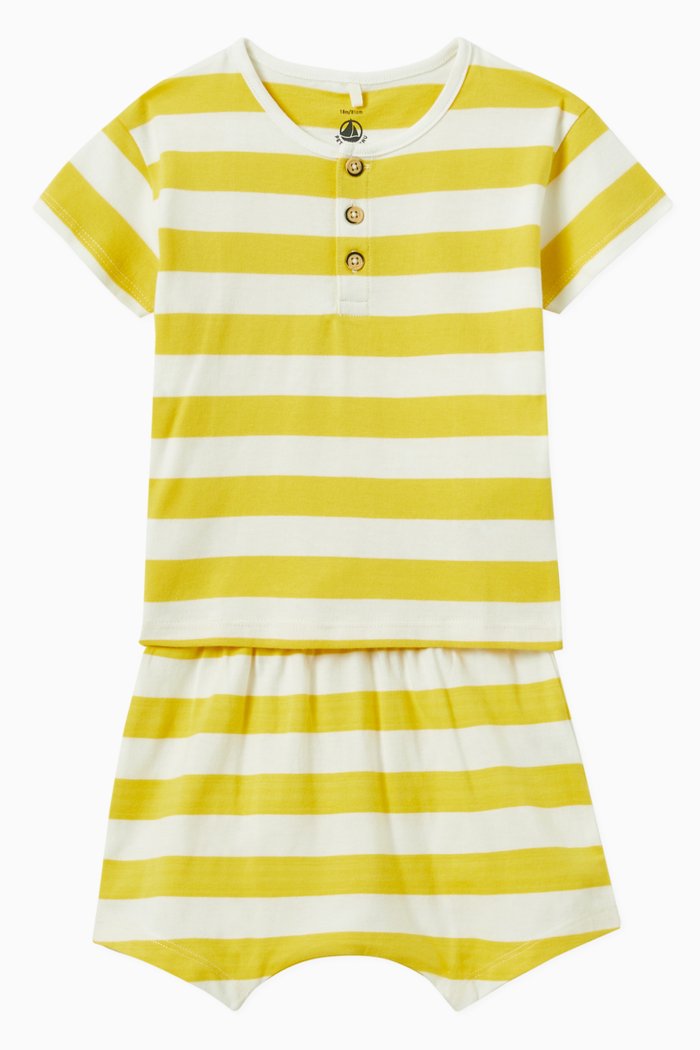 

Jersey Striped Clothing in Cotton, Two-Piece Set, Yellow