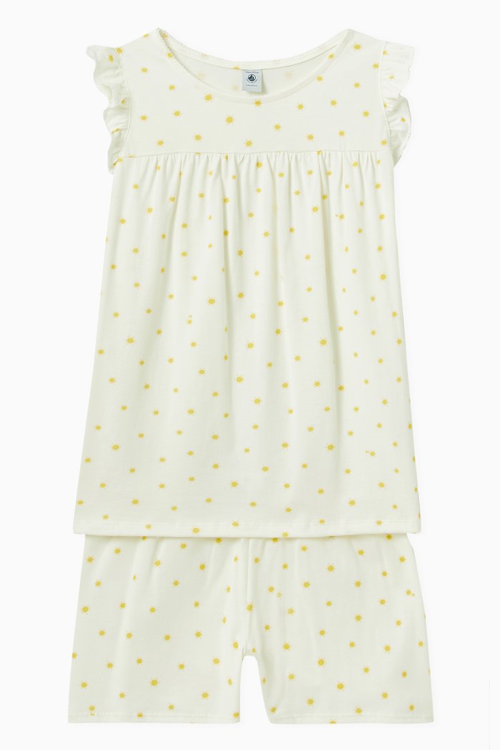 

Sun Themed Short Pyjamas in Cotton, White