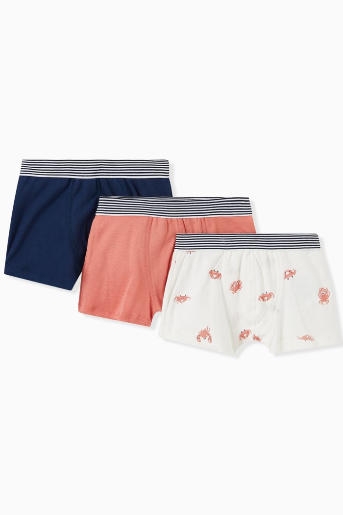 

Crab Print Boxer Shorts in Cotton, Set of 3, Multicolour