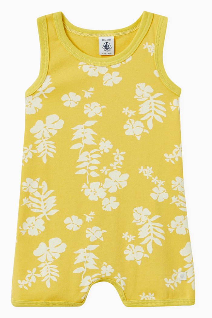 

Hawaiian Themed Playsuit in Cotton, Yellow