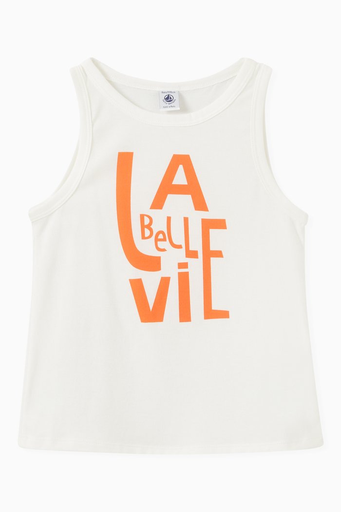 

Slogan Print Vest in Cotton, White