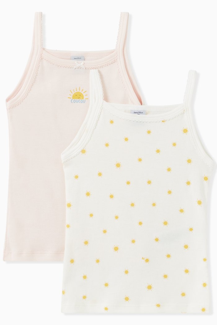 

Sun Print Vest Tops in Organic Cotton, Set of 2, Multicolour