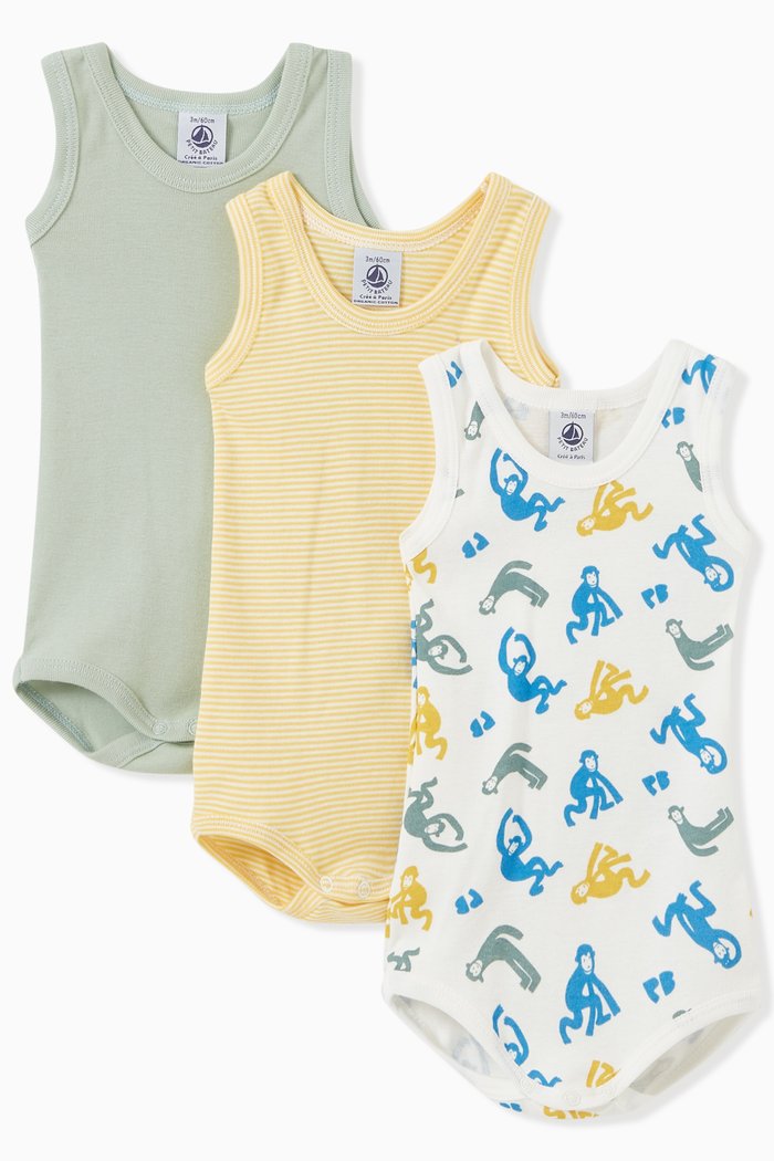 

Glow-in-the-Dark Bodysuit in Cotton, Set of 3, Multicolour