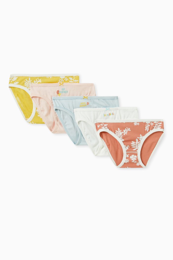 

Printed Briefs in Cotton, Set of 5, Multicolour