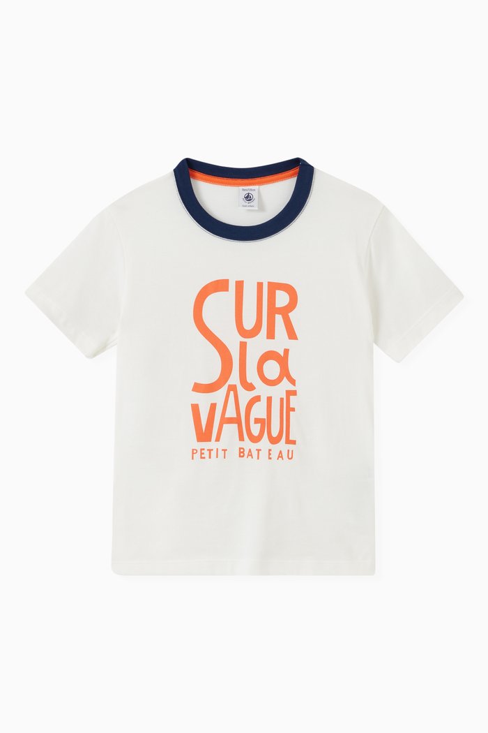 Slogan Print T-Shirt in Cotton, White