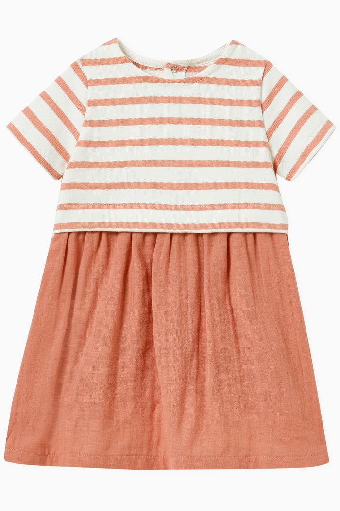

Striped Dress in Cotton, Pink