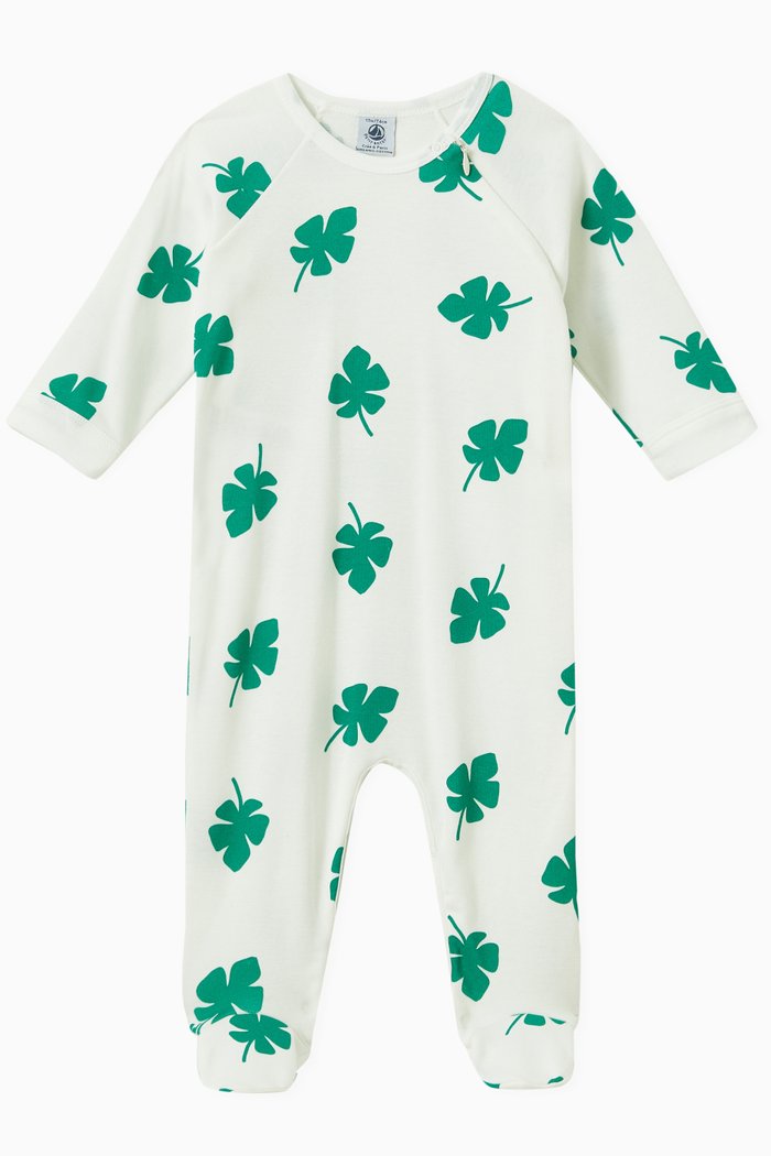 

Botanic Print Sleepsuit in Organic Cotton, White