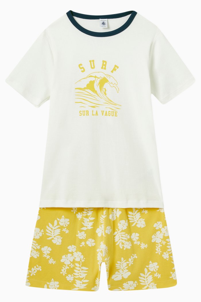 

Wave Print Pyjamas in Cotton, Set of Two, Multicolour