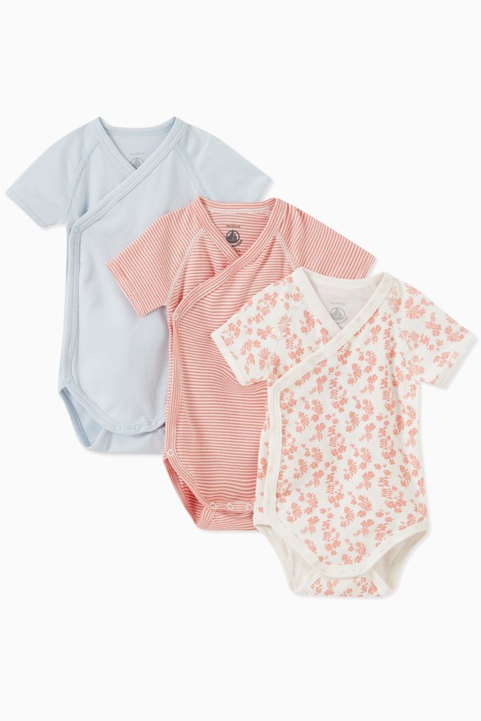

Stripes & Tropical Bodysuit in Organic Cotton, Set of 3, Multicolour