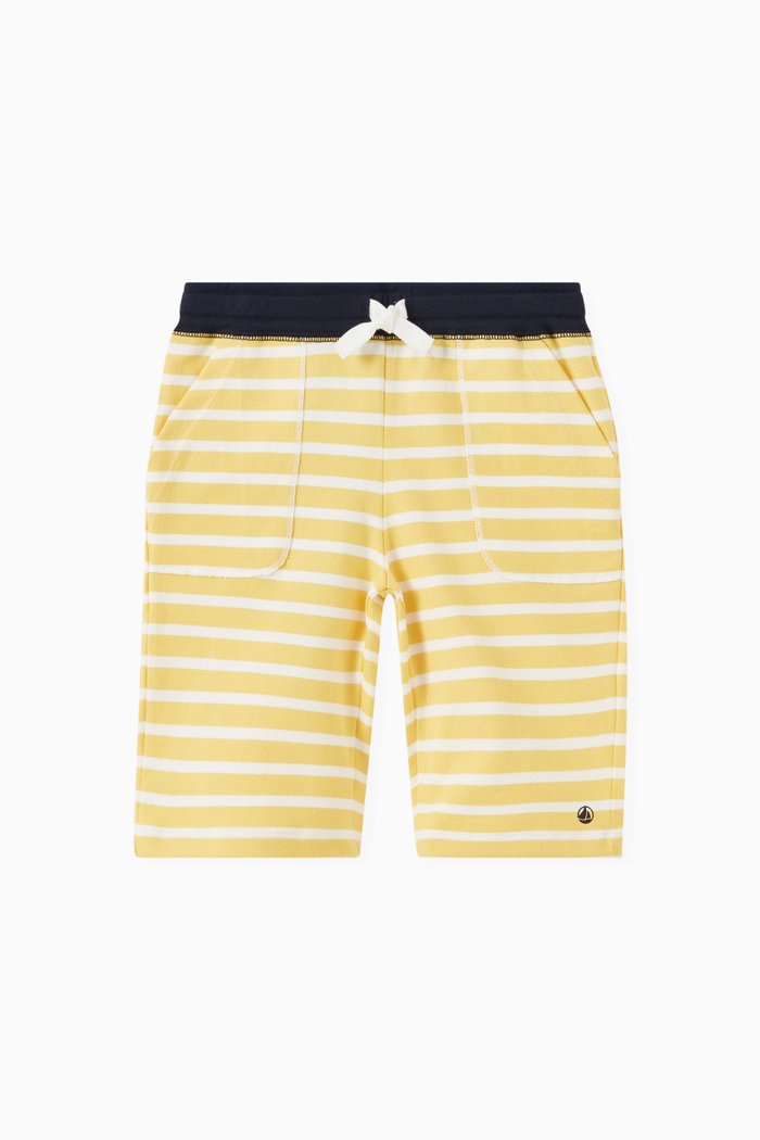 

Striped Bermuda Shorts in Cotton, Yellow
