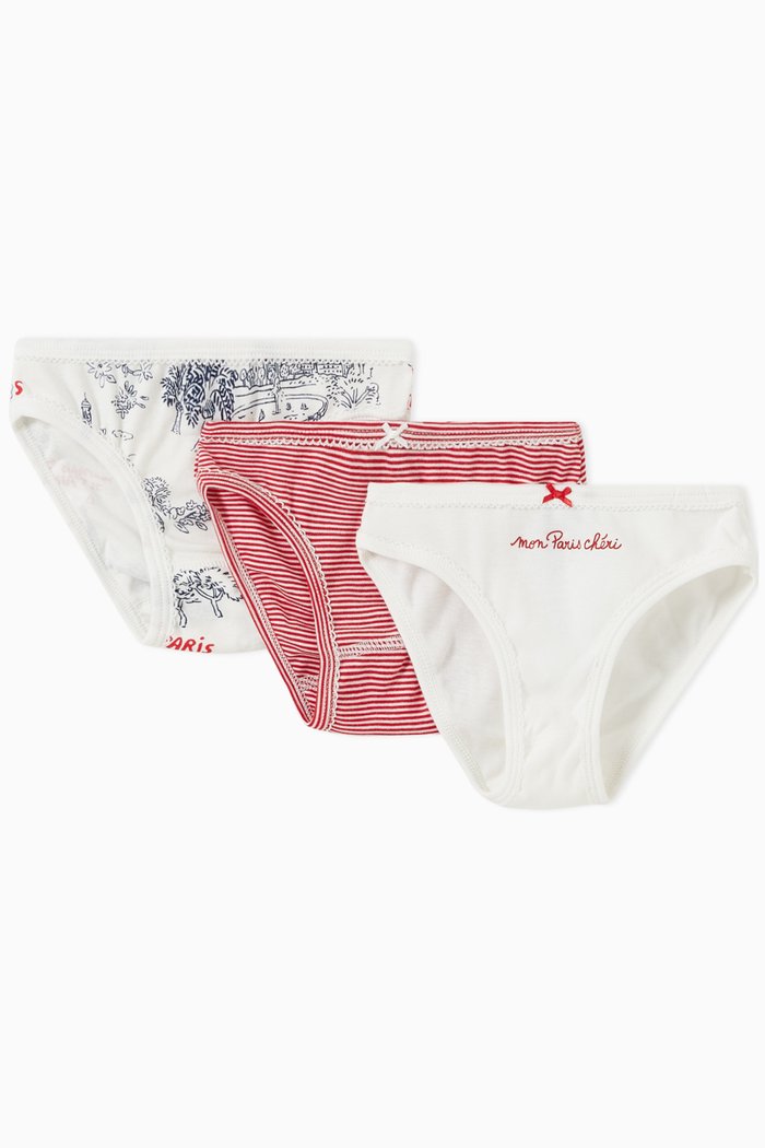 

Paris Theme Briefs in Organic Cotton, Set of 3, Multicolour