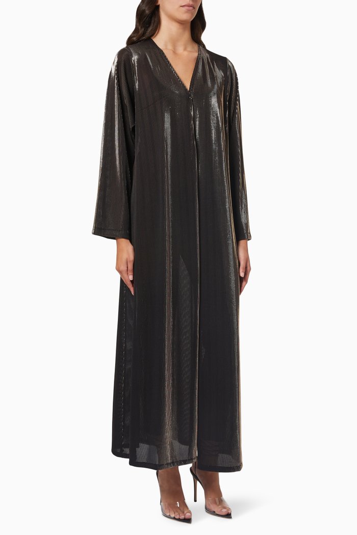 Shimmer Long Sleeve Abaya, Gold