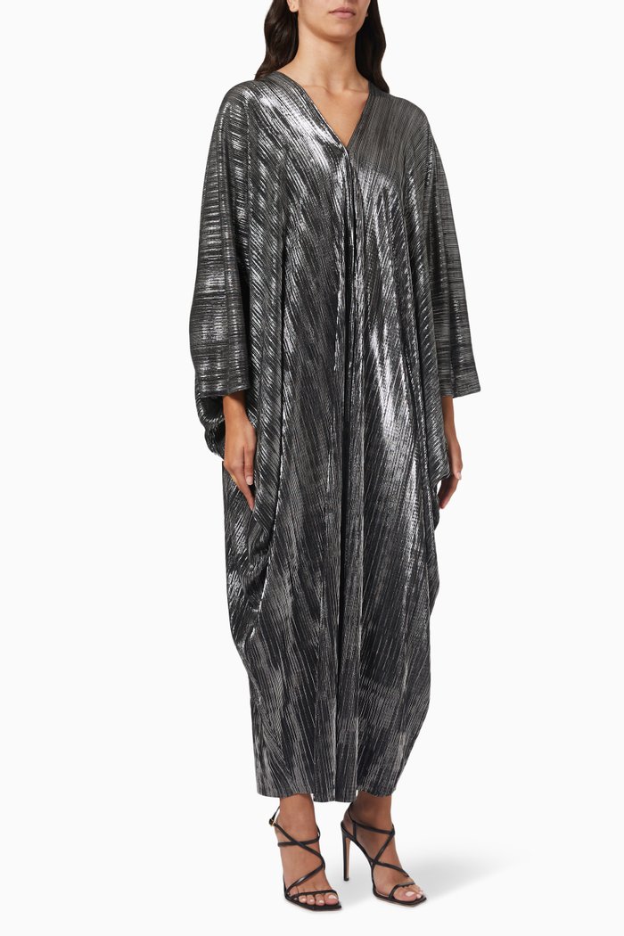 

Shimmer Draped Abaya, Silver