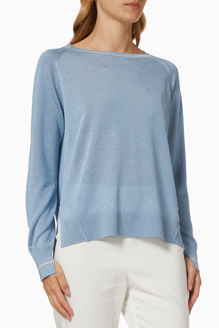 

Boatneck Knit Sweater, Blue