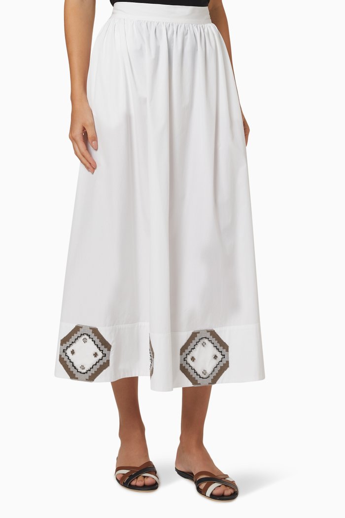 

Embroidered Skirt in Cotton, White