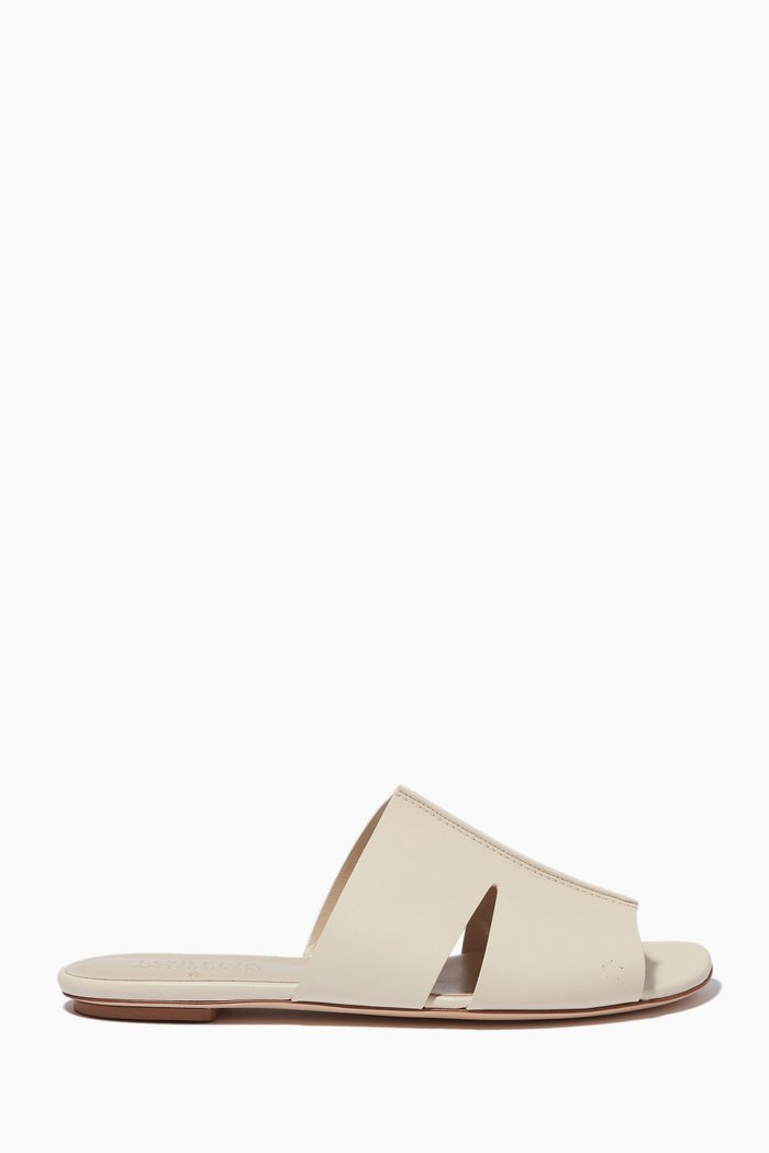 

Mini Star Flat Sandals in Leather, Neutral