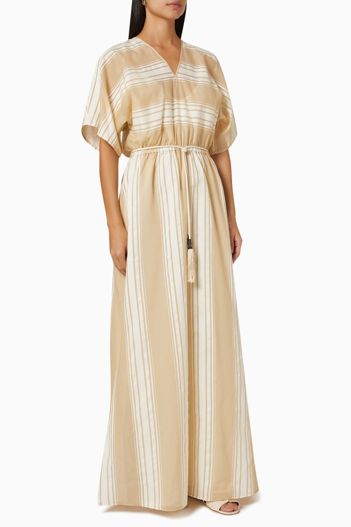 

Maxi Dress in Cotton and Silk Blend, Neutral