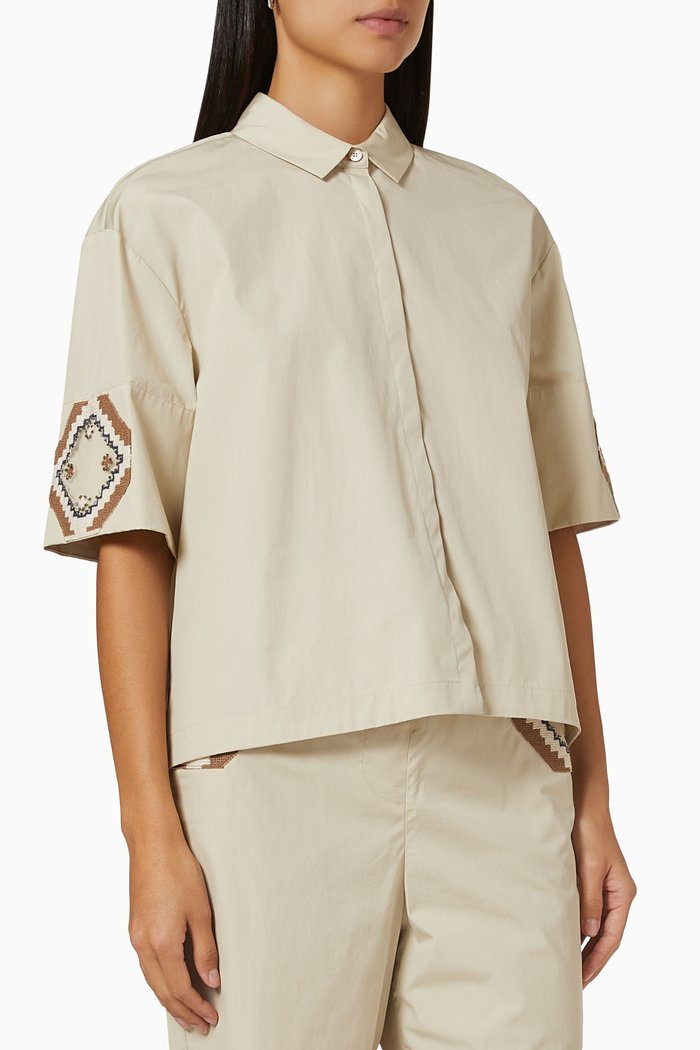 

Embroidered Shirt in Cotton, Neutral