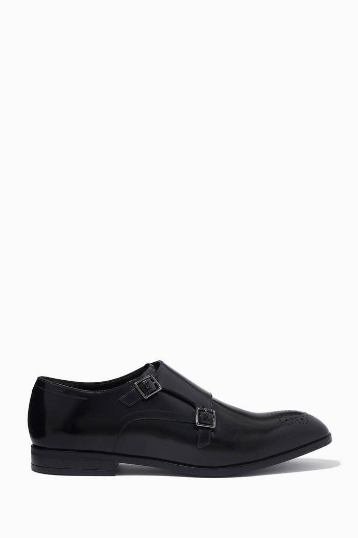 

Lyker Monk-strap Loafers in Leather, Black