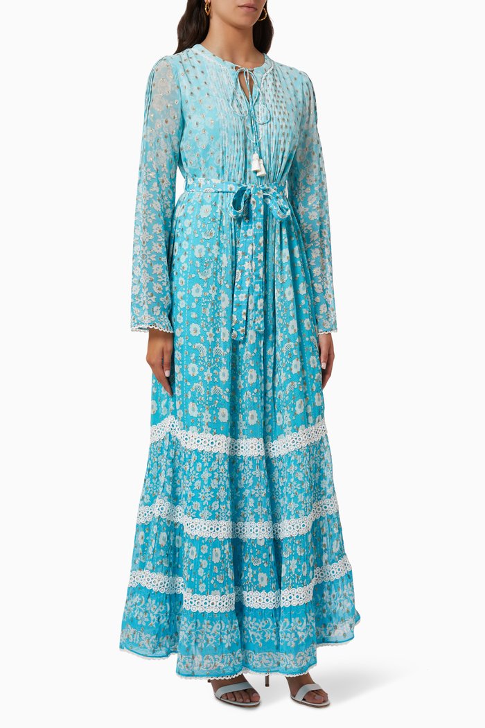 

Mairi Belted Dress in Georgette, Blue