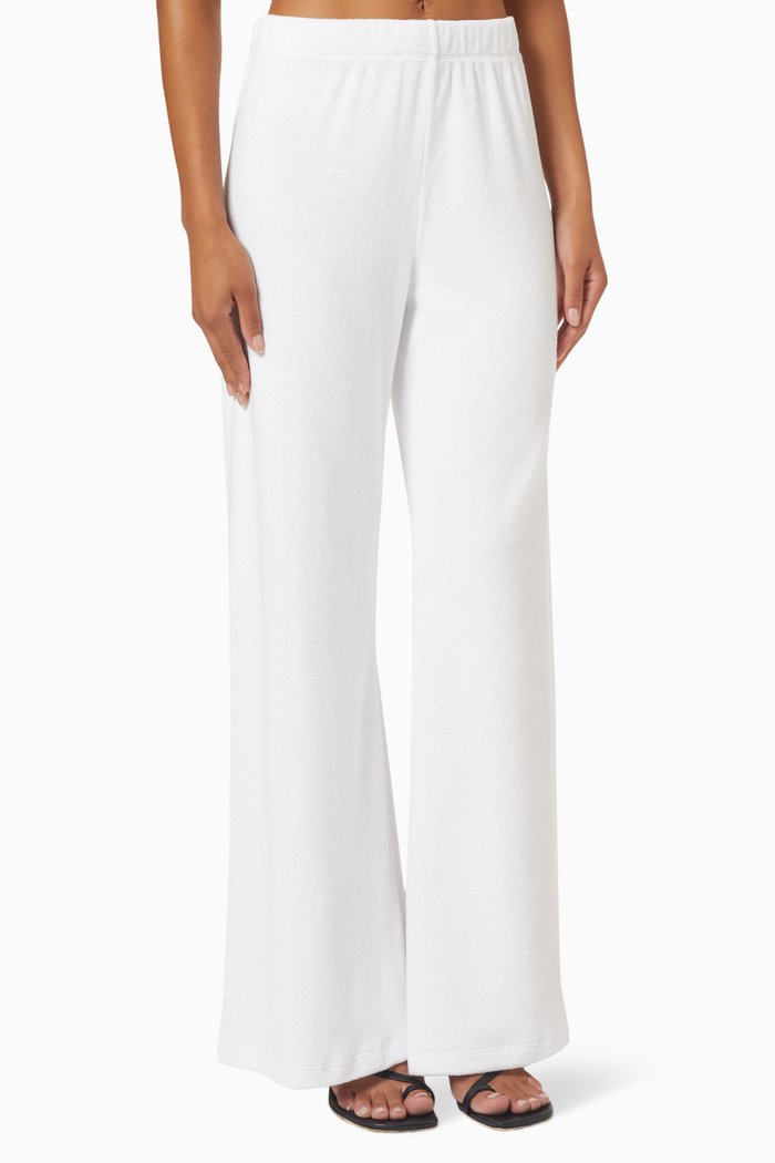 

Zephyra Flare Pants in Beach Terry, White