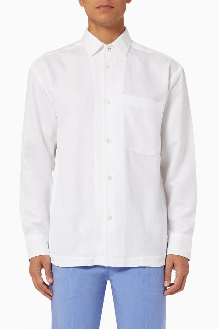 

Belvue Shirt in Linen Blend, White