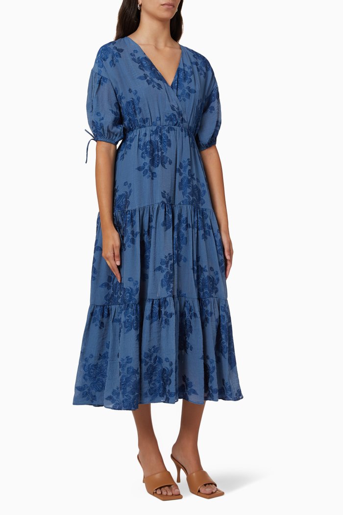 

Zilda Midi Dress in Viscose Crepe, Blue
