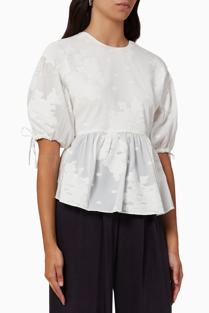 

Karni Peplum Top in Cotton Blend, White