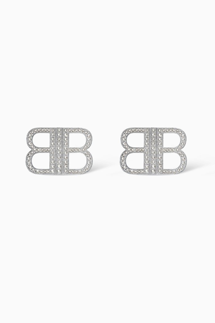 

BB 2.0 Rhinestone Earrings in Metal, Silver