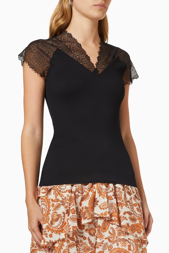 

V-Neck Jersey Top, Black