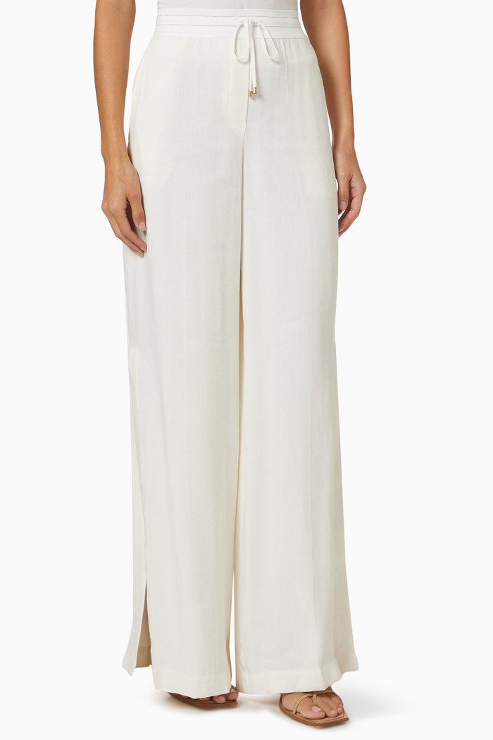 Flared Pants in Viscose Knit, White