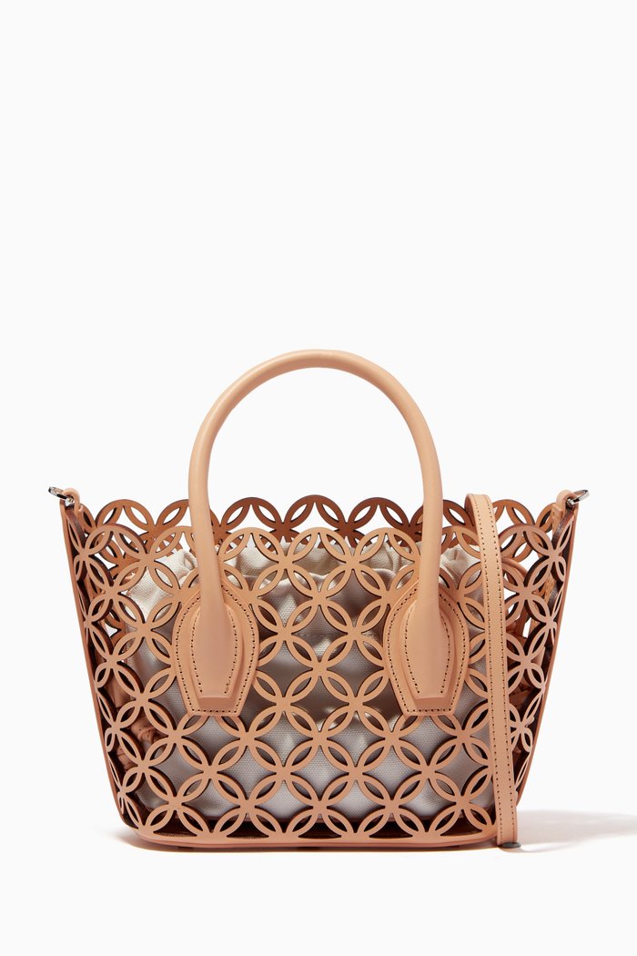 

Micro Porter Tote Bag in Laser Cut Napa, Neutral