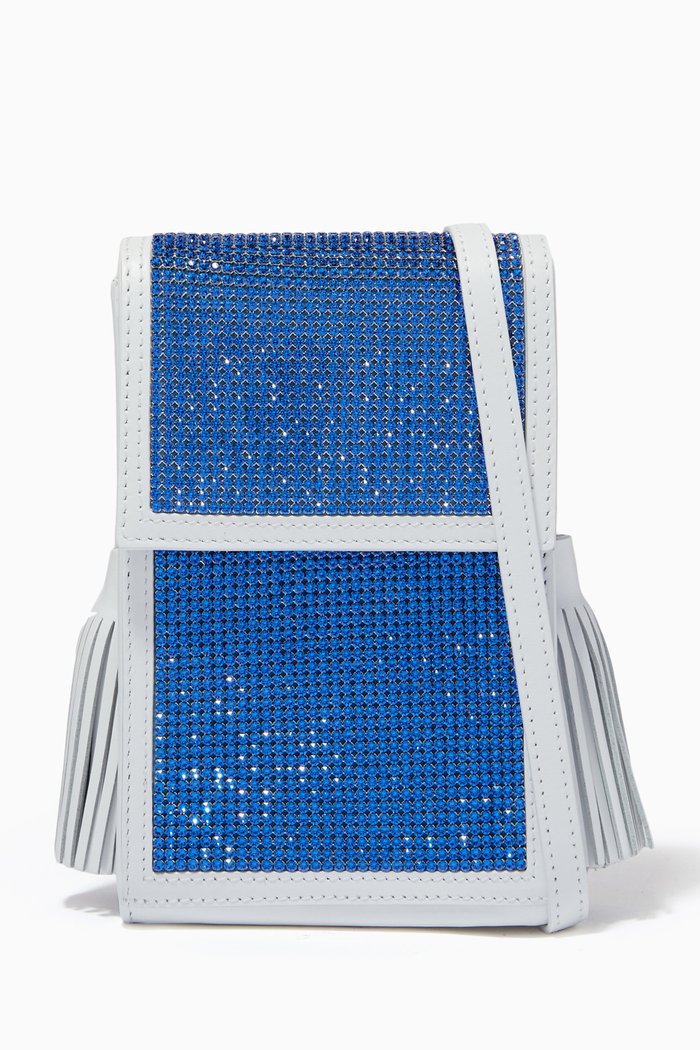 

Cabana Box Bag in Crystal Mesh & Napa, Blue
