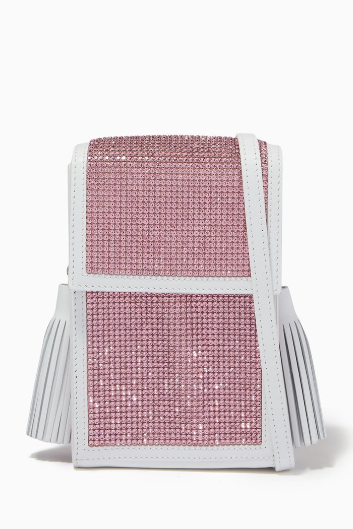 

Cabana Box Bag in Crystal Mesh & Napa, Pink